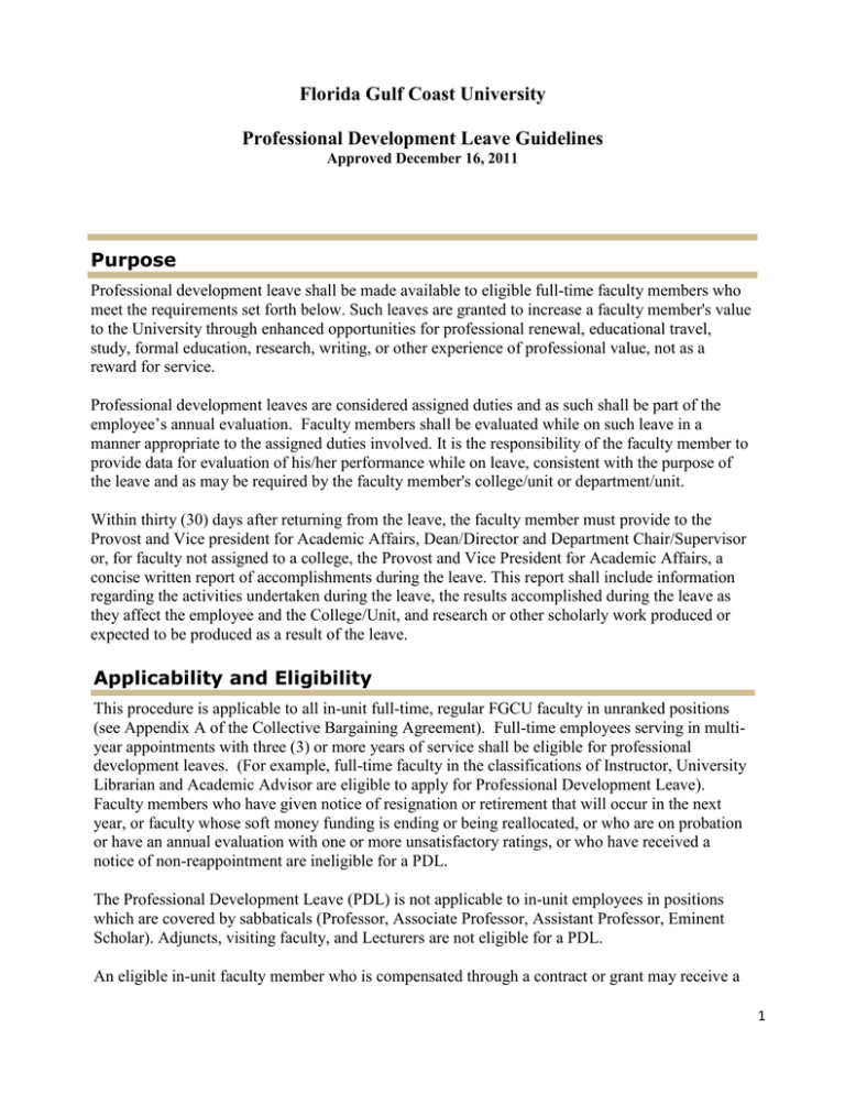 Professional Development Leave Guidelines