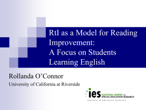 Keynote Rollanda O'Connor's slides from the January 2012 Language and Learning Institute