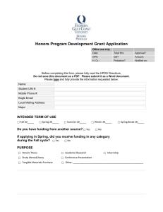 Honors Program Development Grant Application
