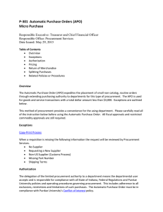 P-301  Automatic Purchase Orders (APO) Micro Purchase