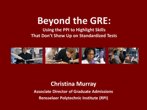 Beyond the GRE: Using the "Personal Potential Index" (PPI) to Highlight Skills That Don t Show Up on Standardized Tests