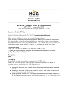 HCC Posted Syllabus for ESOL 0343 Beg. Writing Fall Semester 2011.doc