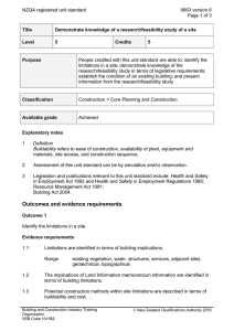 NZQA registered unit standard 9663 version 6  Page 1 of 3