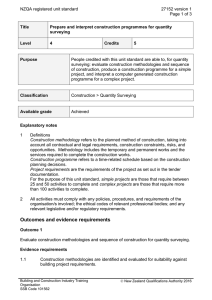 NZQA registered unit standard 27152 version 1  Page 1 of 3