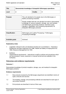NZQA registered unit standard 6541 version 6  Page 1 of 3