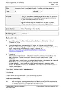 NZQA registered unit standard 28260 version 1  Page 1 of 2