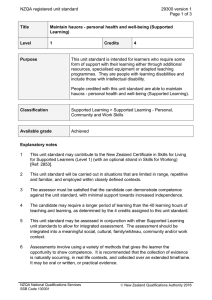 NZQA registered unit standard 29300 version 1  Page 1 of 3