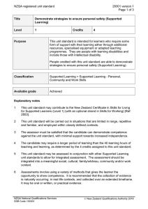 NZQA registered unit standard 29301 version 1  Page 1 of 3