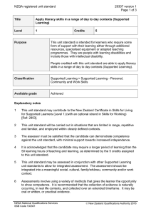 NZQA registered unit standard 29307 version 1  Page 1 of 3