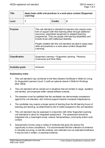 NZQA registered unit standard 29310 version 1  Page 1 of 3