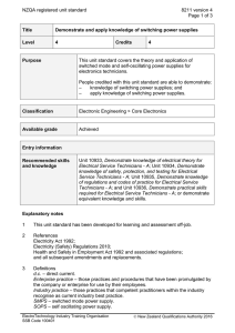 NZQA registered unit standard 8211 version 4  Page 1 of 3