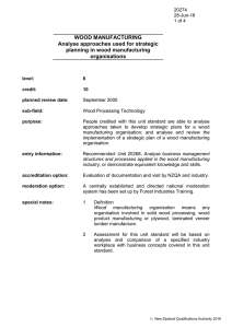 WOOD MANUFACTURING Analyse approaches used for strategic planning in wood manufacturing organisations