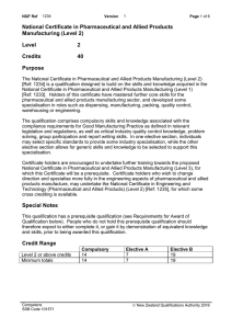 National Certificate in Pharmaceutical and Allied Products Manufacturing (Level 2) Level 2
