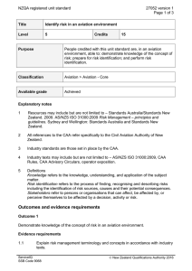 NZQA registered unit standard 27052 version 1  Page 1 of 3