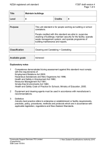 NZQA registered unit standard 17267 draft version 4  Page 1 of 4