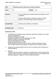 NZQA registered unit standard 17269 draft version 4  Page 1 of 4