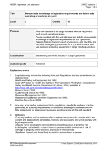 NZQA registered unit standard 29123 version 1  Page 1 of 4
