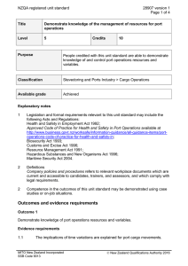 NZQA registered unit standard 28907 version 1  Page 1 of 4