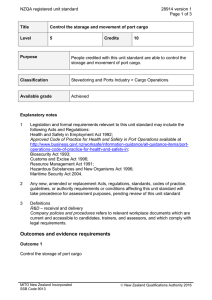 NZQA registered unit standard 28914 version 1  Page 1 of 3