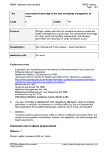 NZQA registered unit standard 28915 version 1  Page 1 of 3