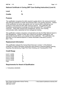 National Certificate in Caving (SRT Cave Guiding Instruction) (Level 4) Level 4 Credits