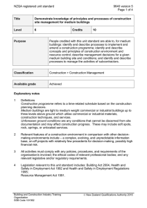 NZQA registered unit standard 9640 version 5  Page 1 of 4