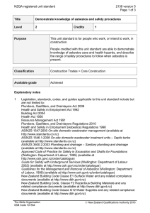 NZQA registered unit standard 2138 version 5  Page 1 of 3