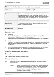 NZQA registered unit standard 7105 version 4  Page 1 of 4