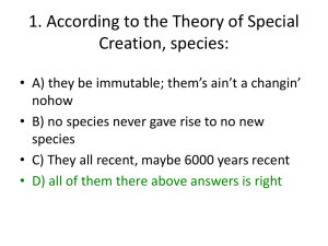 1. According to the Theory of Special Creation, species: