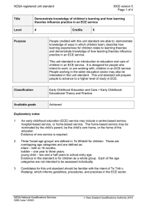 NZQA registered unit standard 9302 version 5  Page 1 of 4