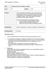 NZQA registered unit standard 19011 version 4  Page 1 of 4