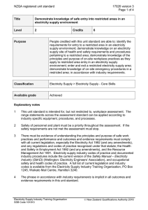 NZQA registered unit standard 17026 version 3  Page 1 of 4