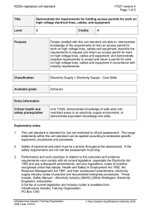 NZQA registered unit standard 17027 version 4  Page 1 of 5