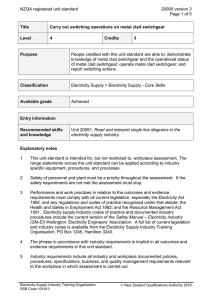 NZQA registered unit standard 20090 version 3  Page 1 of 5