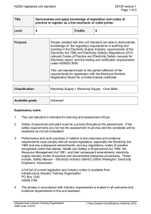 NZQA registered unit standard 28109 version 1  Page 1 of 5