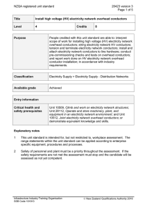 NZQA registered unit standard 20423 version 3  Page 1 of 5