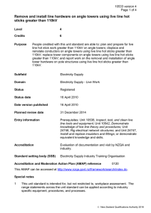 Remove and install line hardware on angle towers using live... sticks greater than 110kV