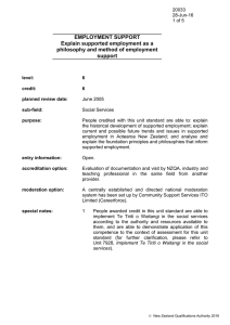 EMPLOYMENT SUPPORT Explain supported employment as a philosophy and method of employment support