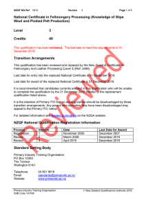 National Certificate in Fellmongery Processing (Knowledge of Slipe Level