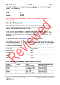 National Certificate in Fibre Cement Linings (Level 4) with strands... Fixing, and Finishing Level 4