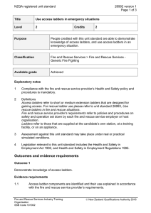 NZQA registered unit standard 26992 version 1  Page 1 of 3