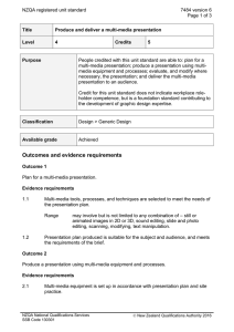 NZQA registered unit standard 7484 version 6  Page 1 of 3