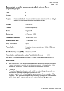 Demonstrate an ability to prepare and submit a tender for... engineering project