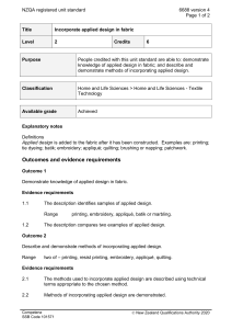 NZQA registered unit standard 6688 version 4  Page 1 of 2