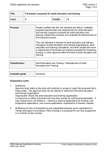 NZQA registered unit standard 7092 version 4  Page 1 of 4