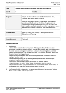 NZQA registered unit standard 7100 version 4  Page 1 of 4