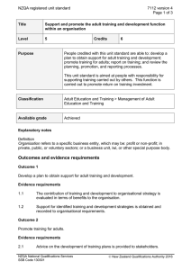 NZQA registered unit standard 7112 version 4  Page 1 of 3