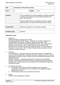 NZQA registered unit standard 22913 version 2  Page 1 of 3