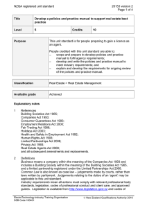 NZQA registered unit standard 26153 version 2  Page 1 of 4