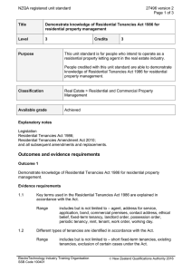 NZQA registered unit standard 27496 version 2  Page 1 of 3